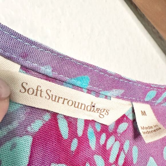 Soft Surroundings Sleeveless Blue Purple Tropical Maxi Dress women’s size medium - Picture 6 of 11